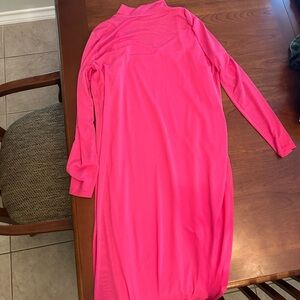 Liquid Mesh MIDI Dress- Bright Pink